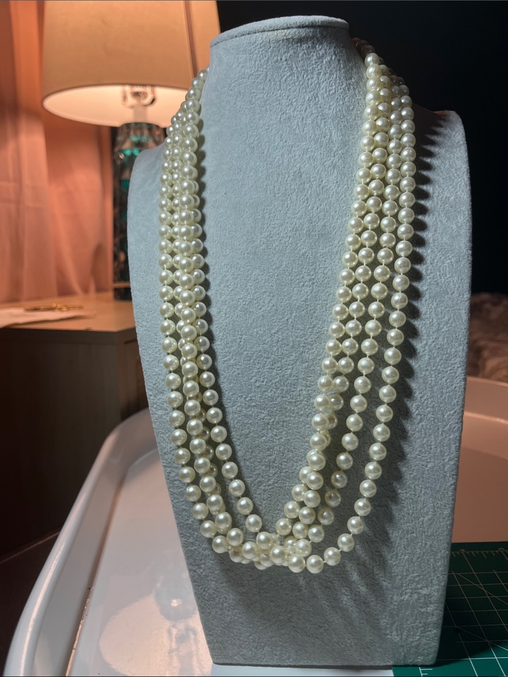 Vintage Flapper Imitation Pearl Necklace Extremely Long 108"